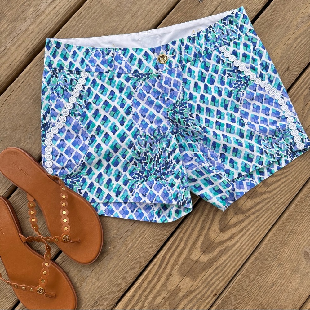 Lilly Pulitzer Callahan Short Resort White Toe In 4 Lace Pineapple